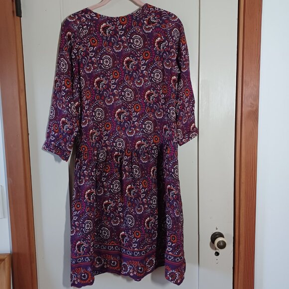 Garnet Hill Floral Drop Waist Dress, 3/4 Sleeve, Lined, Size 04 - Picture 3 of 8